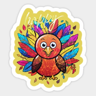 Cute Turkey Thanksgiving Vintage Splash Sticker